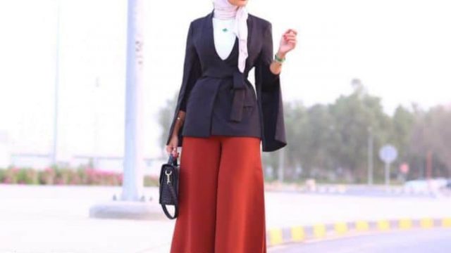 بالصور : أزياء أنيقة باللون الأحمر للمحجبات