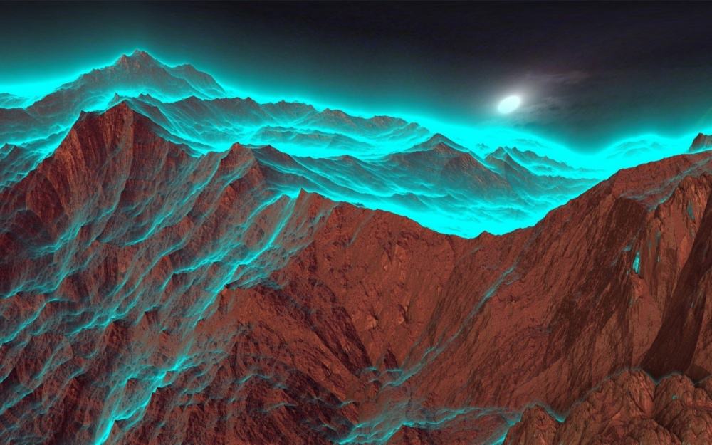 صورة لانعكاس نور القمر على سفح الجبل صورة لانعكاس نور القمر على سفح الجبل
