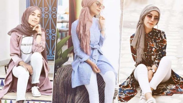 للمحجبات: طرق أنيقة لتنسيق البنطلون الأبيض بالصور