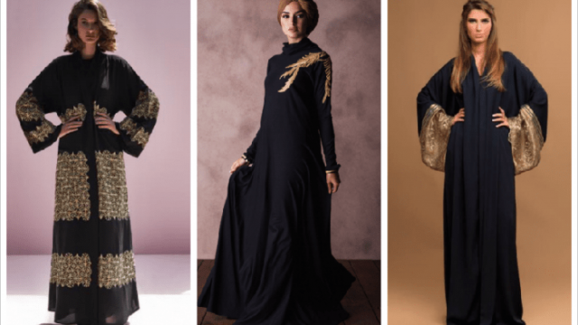 بالصور: موديلات عبايات باللون الأسود والذهبي للسهرات