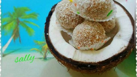 خطوات تجهيز كرات جوز الهند بالبسكويت