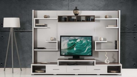 صور مكتبات تلفزيون مودرن بديكورات فخمة