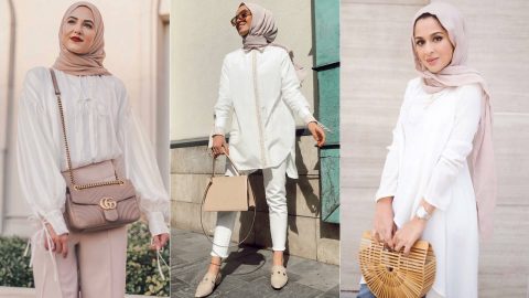 أفكار ملهمة لتنسيق القميص الأبيض مع الحجاب
