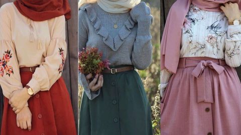 للمحجبات: اكتشفي طريقة تنسيق تنورة الخصر العالي بالصور