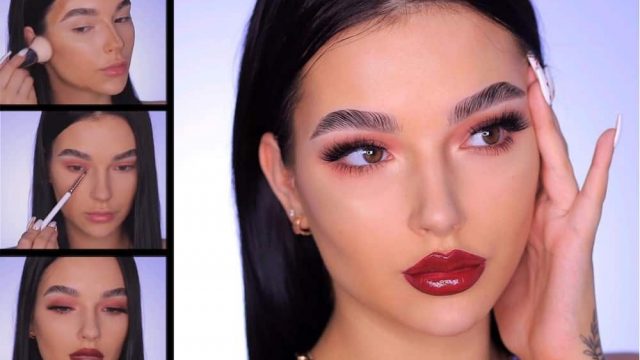 إطلالة مكياج باللون البرغندي الجذاب لعروس الخريف