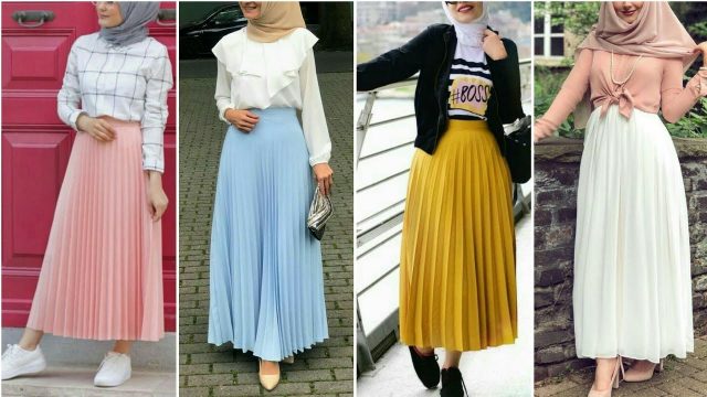 بالصور: 4 خامات تسيطر على صيحة التنانير الطويلة للمحجبات 2020