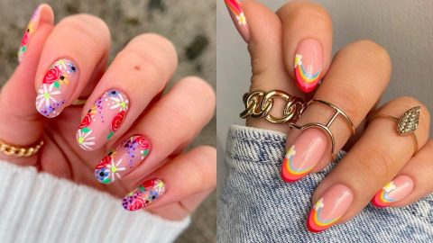 6 رسومات مناكير بنقشة الأزهار لإطلالة أظافر أنثوية في موسم الربيع